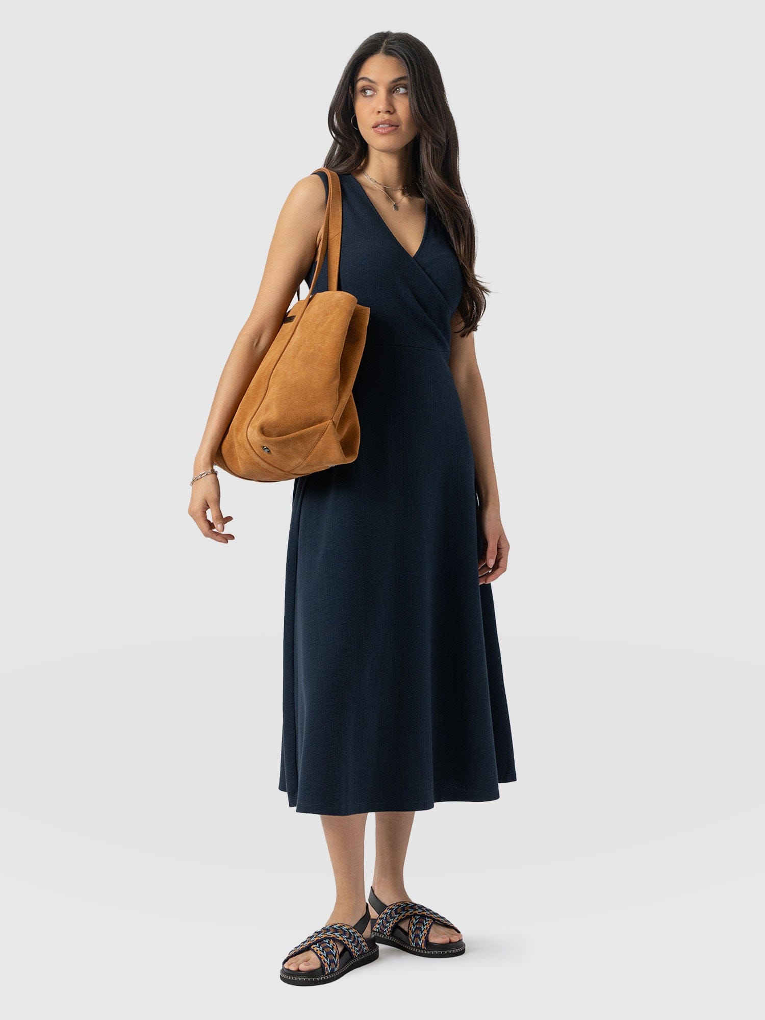 Sleeveless Maggie Wrap Dress - Navy Textured - Women's Dresses | Saint + Sofia® EU